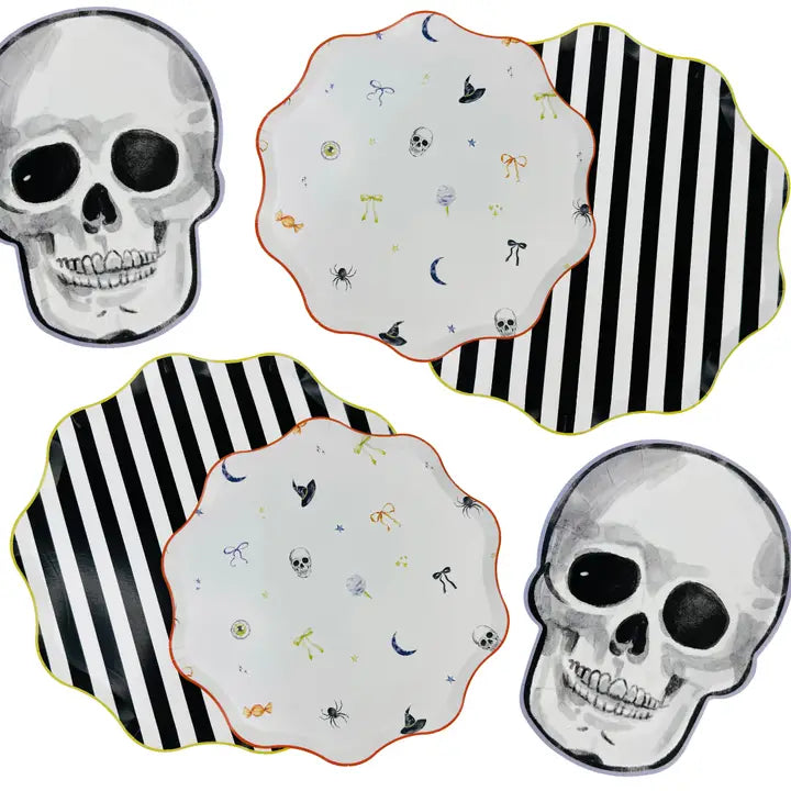 XL Bows & Boos Halloween Striped Plate