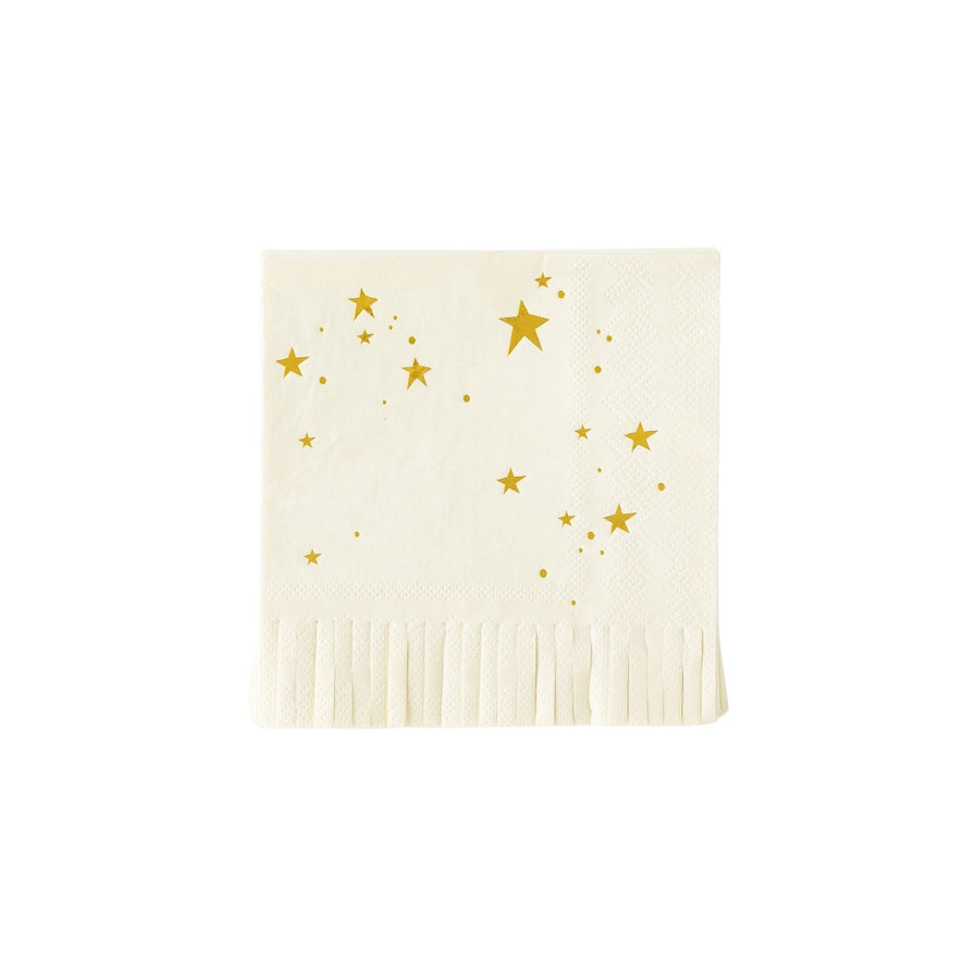 Baby Neutral Star Fringed Cocktail Napkin
