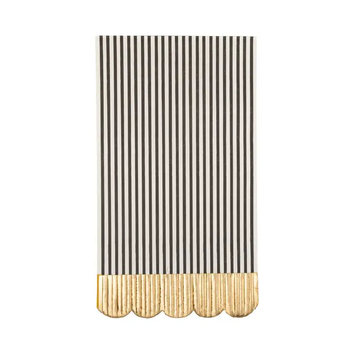 Black and Cream Striped Fringe Dinner Napkin