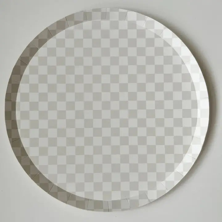 Checkered Light Gray Plate, Xl (Set of 8)