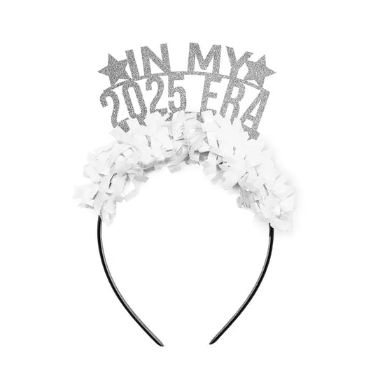 Taylor Swift in My 2025 New Year Era Nye Crown Headband Silver and White