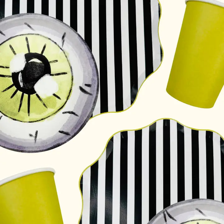 XL Bows & Boos Halloween Striped Plate