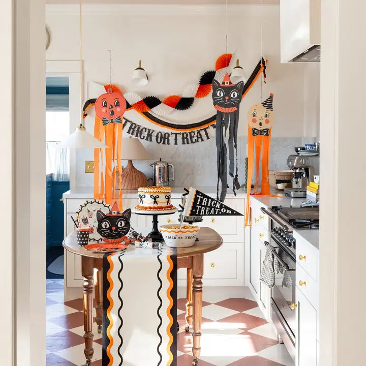 VHP1320 - Orange and Black Ric Rac Paper Table Runner