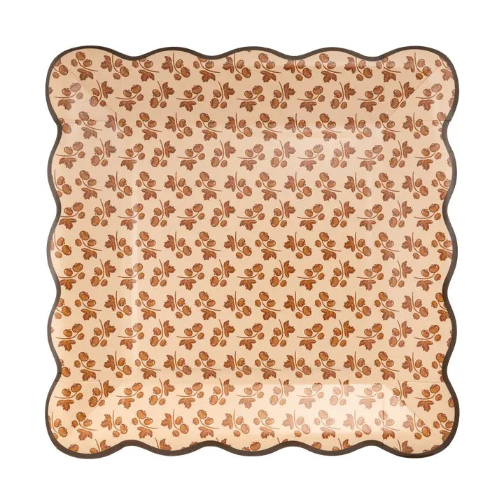 Autumn Block Print Paper Plates