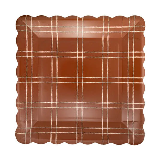 GTH1343 - Deep Brown Windowpane Paper Plates