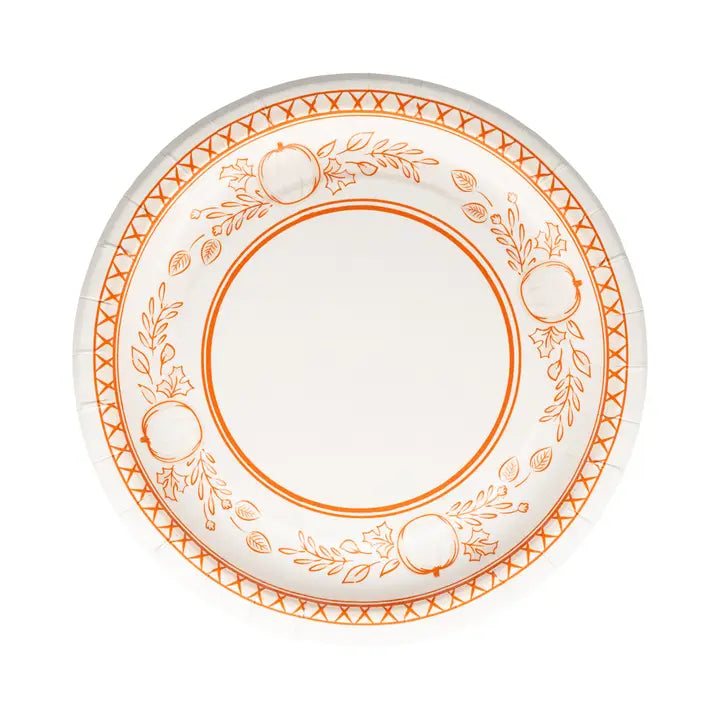 Falloween Pumpkin Round Dessert 8" Paper Plate
