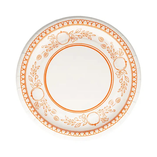 Falloween Pumpkin Round Dessert 8" Paper Plate