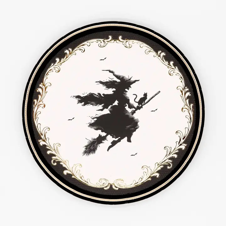 Elegant Halloween Witch Dessert Plates