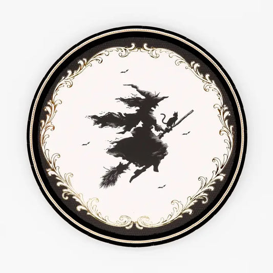 Elegant Halloween Witch Dessert Plates