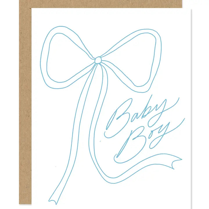 Blue Bow Baby Boy Card