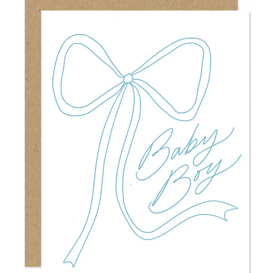 Blue Bow Baby Boy Card