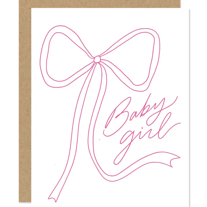 Pink Bow Baby Girl Card