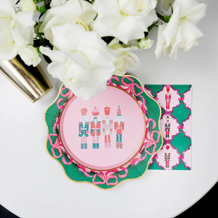 Blush and Emerald Nutcracker Guest Towels