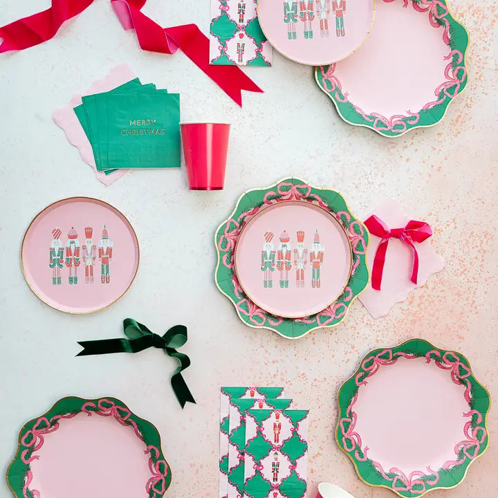 Blush and Emerald Nutcracker Large Paper Plates