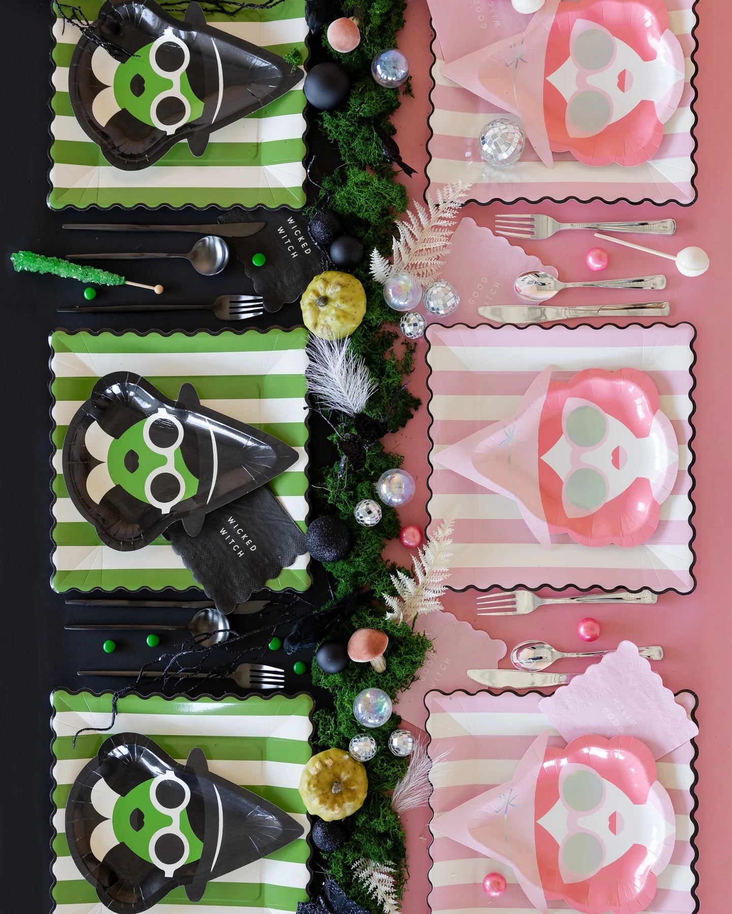 Green Stripe Pink Stripe 11" Plate Set
