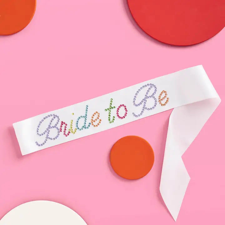 Bride Pride Rainbow Rhinestones Sash, Bach Party Accessory