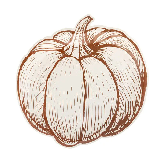 GTH1342 - Pumpkin Line Art Shaped Paper Plates