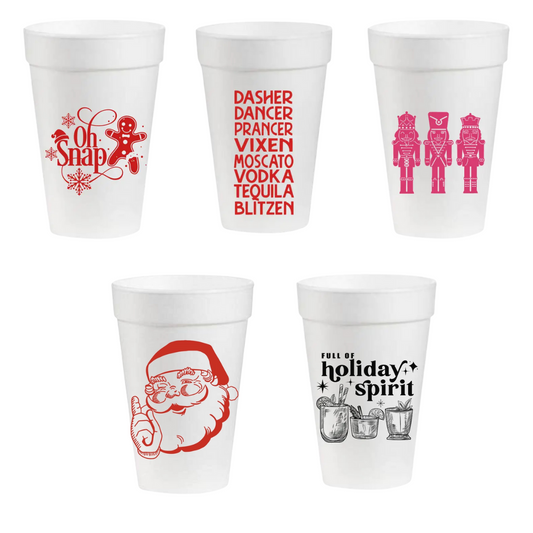 Holiday Styrofoam Drinking Cups 16oz.