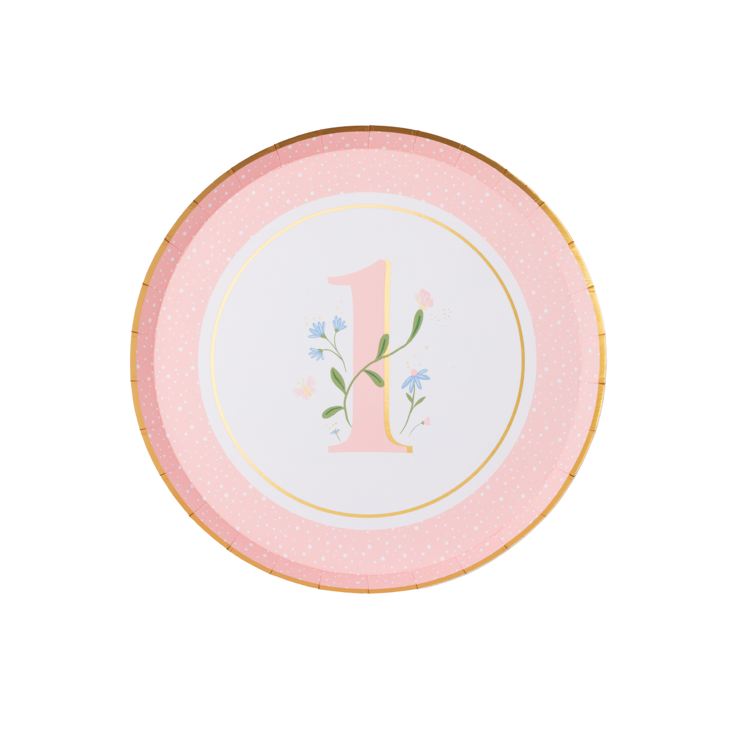 1ST BIRTHDAY PETAL PINK DESSERT PLATES