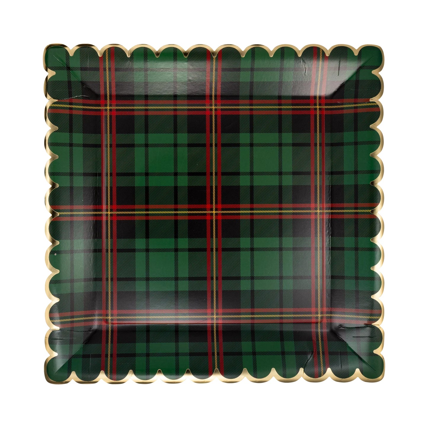Green Christmas Plaid Dinner Plate