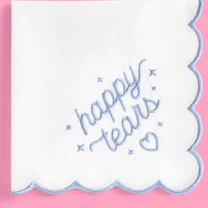 Happy Tears Handkerchief - Embroidered Handkerchief