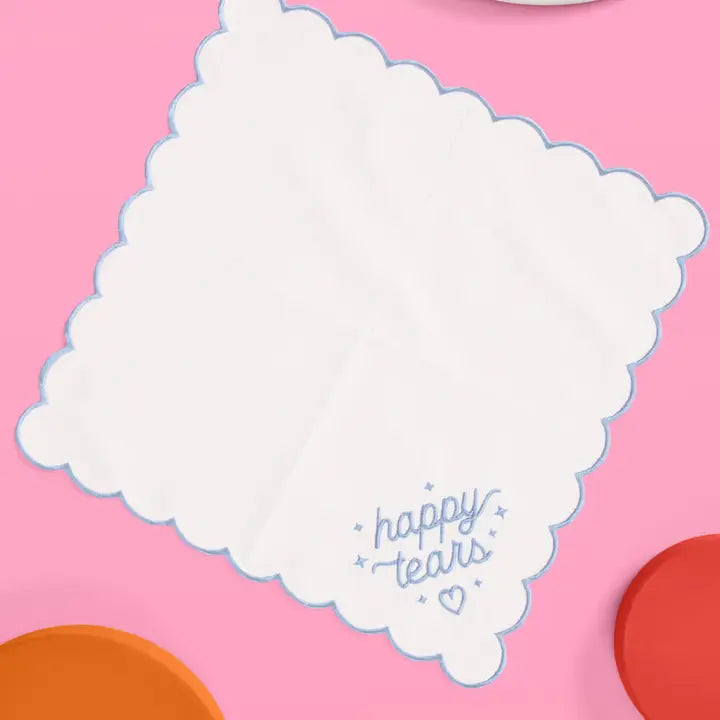 Happy Tears Handkerchief - Embroidered Handkerchief