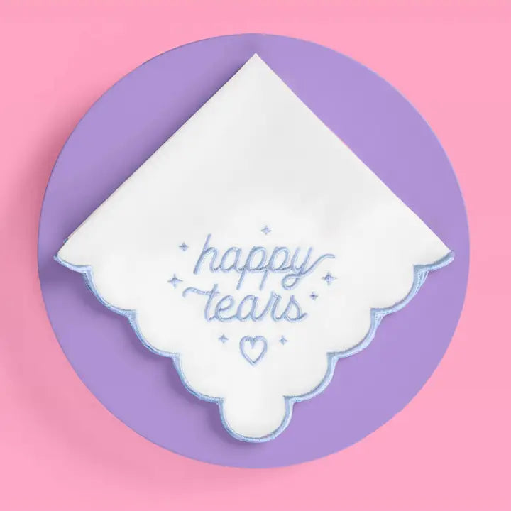 Happy Tears Handkerchief - Embroidered Handkerchief