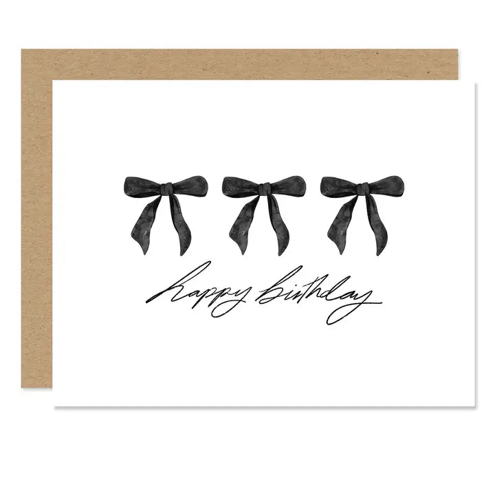 Happy Birthday Bow Card - Black