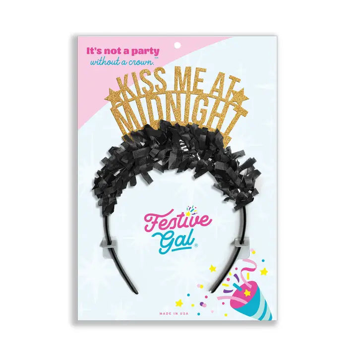 Kiss Me At Midnight New Years Party Headband Crown Decor