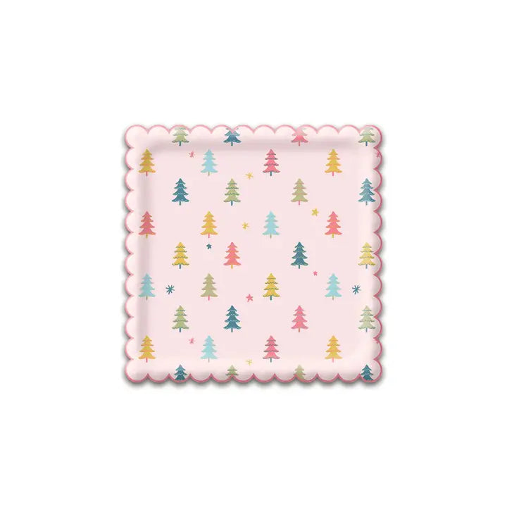 Merry and Bright Holiday Tree Square Plates