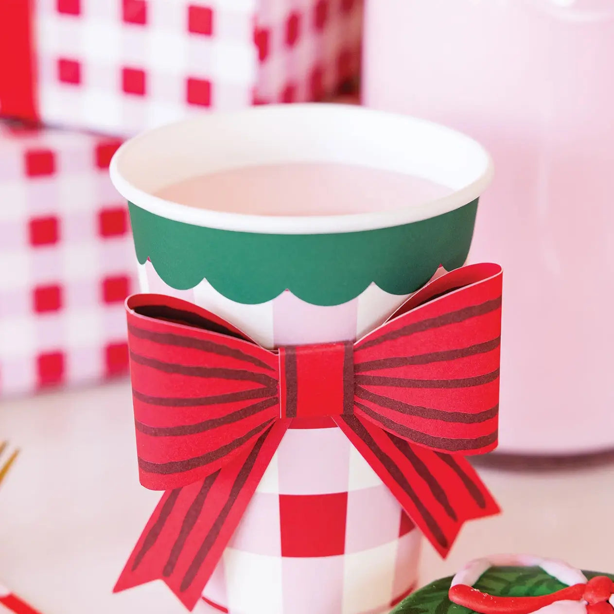 Plaid Cup with Bow