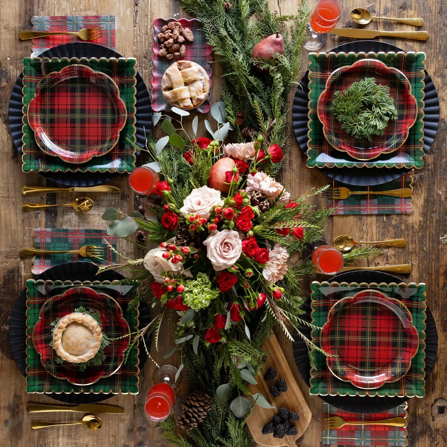 Green Christmas Plaid Dinner Napkin