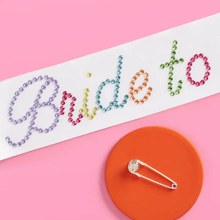 Bride Pride Rainbow Rhinestones Sash, Bach Party Accessory