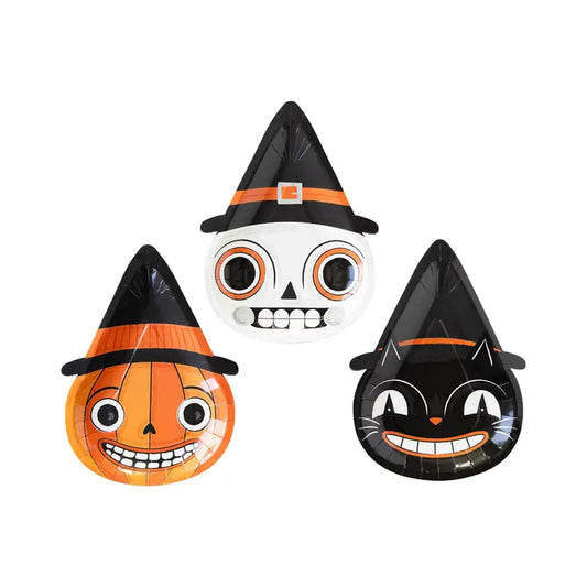 Vintage Halloween Character Shaped Plate Set 9ct
