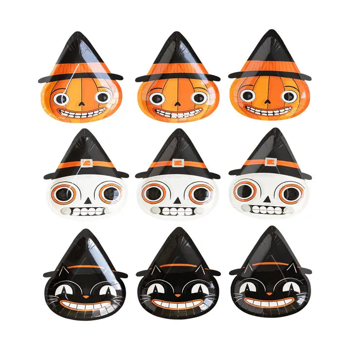 Vintage Halloween Character Shaped Plate Set 9ct